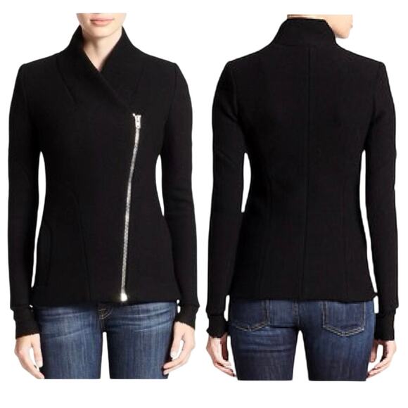 IRO Curty Black Wool Side Zipper Moto Cardigan Jacket // Size 36‎ Small - Picture 1 of 8